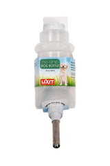 Lixit dog water bottle shown from the front in white.