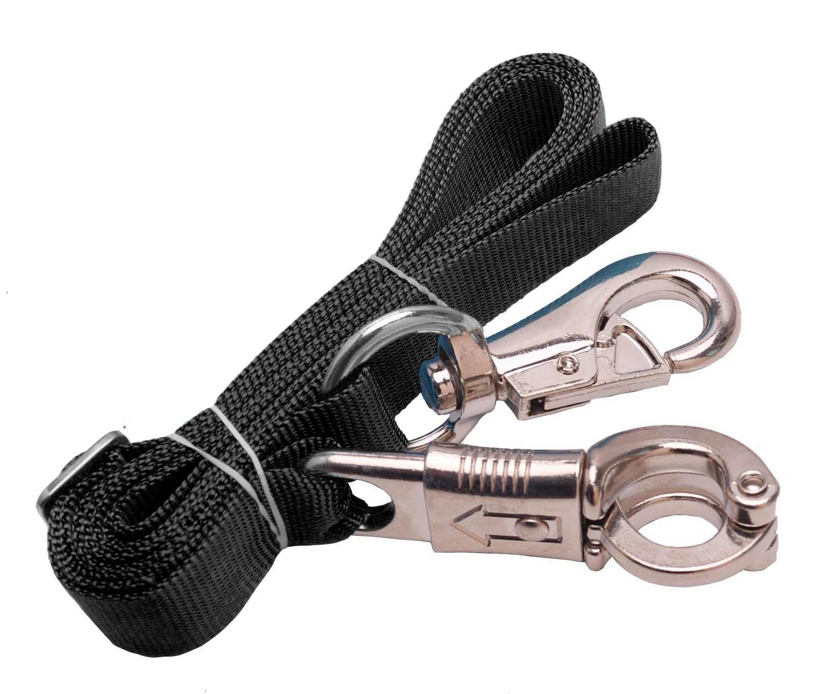Loaged nylon cross tie showing the bull snap and panic snap ends.