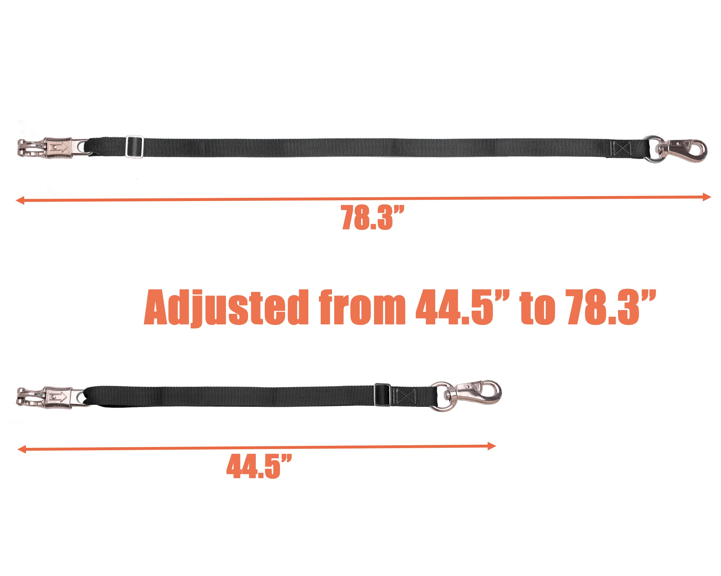 Loaged adjustable nylon cross tie showing its strap detail.