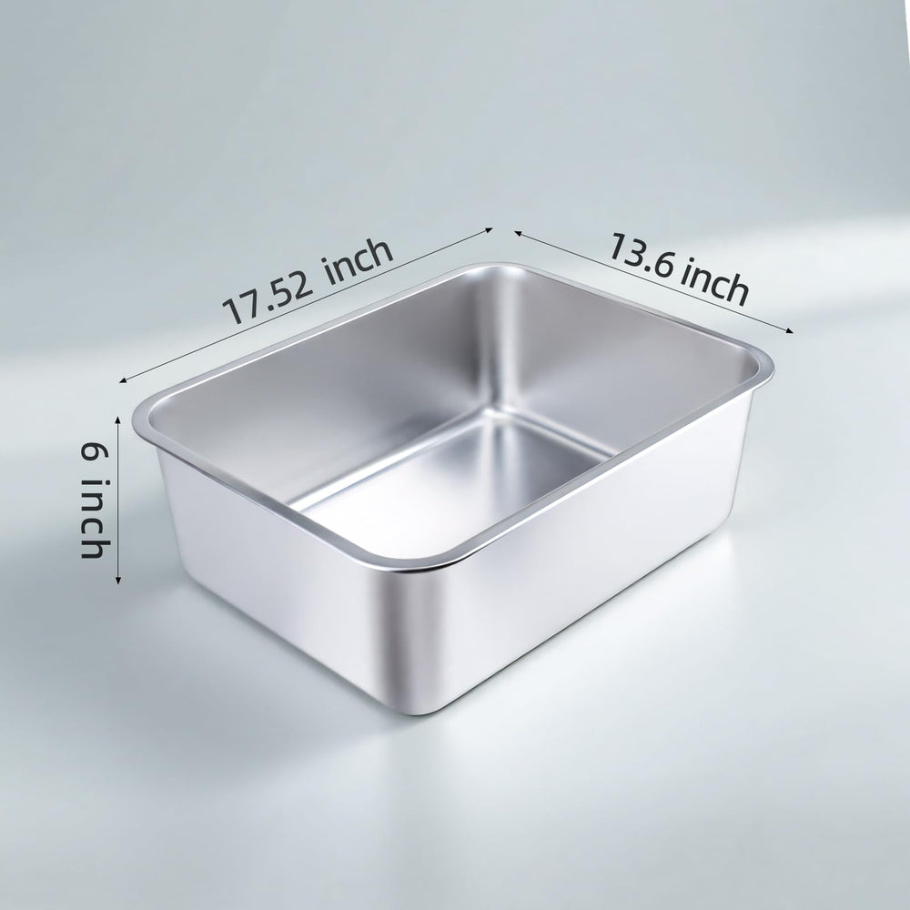 LOPYK stainless steel cat litter box shown being used as a pet bathing tub.
