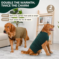 Lorehelina dog sweater close-up showing the cable-knit acrylic texture.