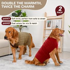 Lorehelina dog sweater with a close view of its cable-knit texture.