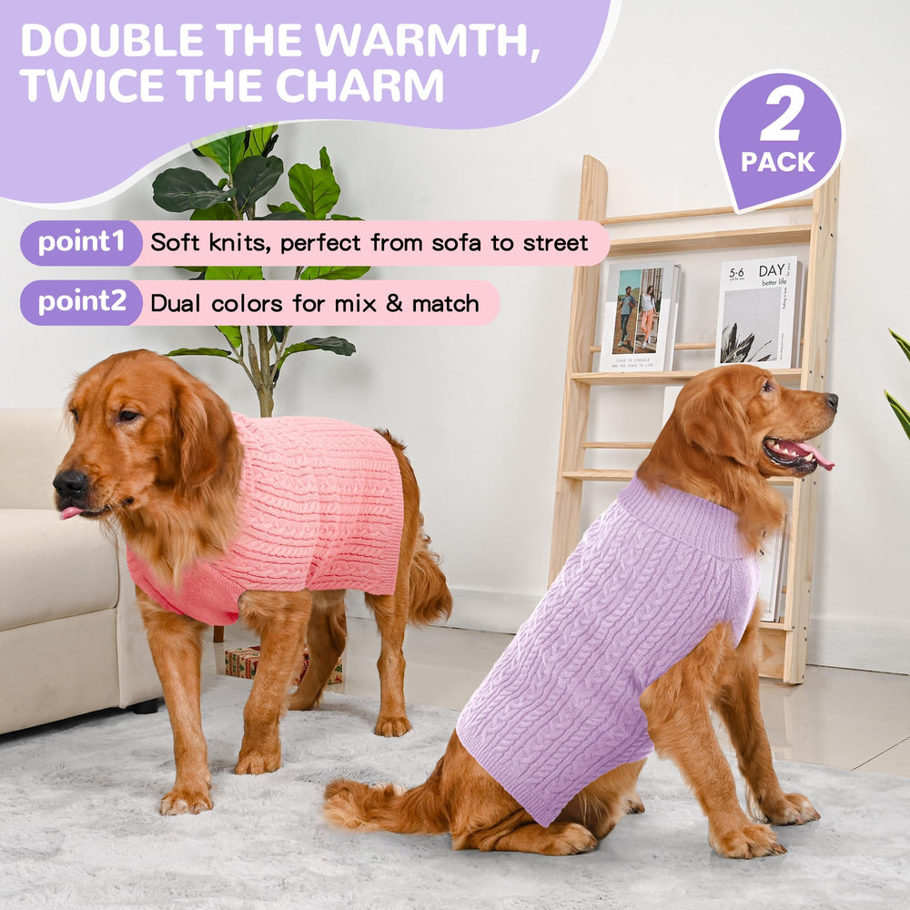 Lorehelina dog sweater with a close view of its cable-knit texture.