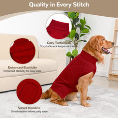 Lorehelina dog sweater showing the sleeveless turtleneck design.