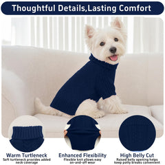 Lorehelina dog sweater detail showing the ribbed turtleneck and long sleeves.