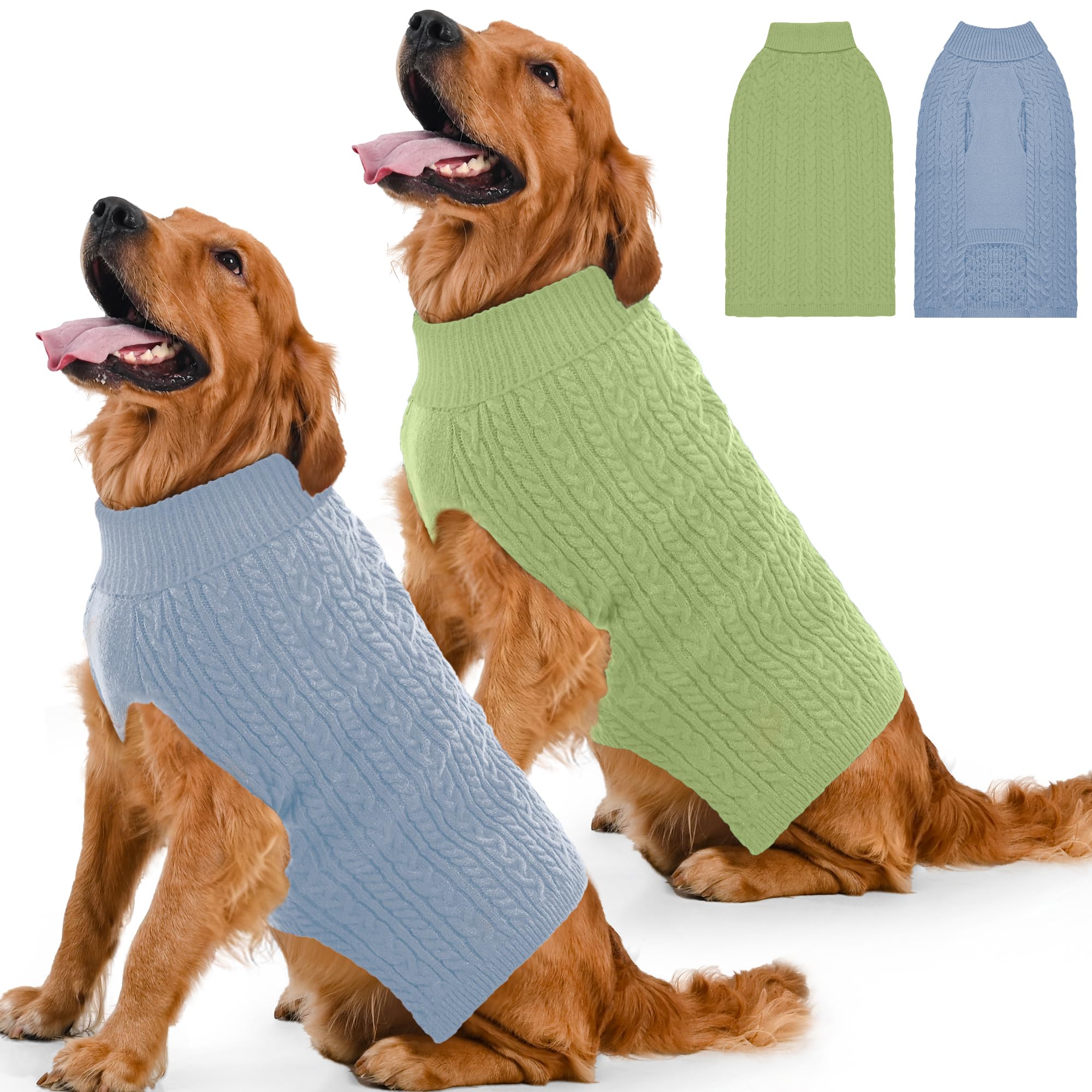 Lorehelina dog sweater two-pack shown from the front.