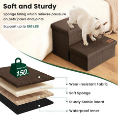 Love's cabin dog stairs shown folded for storage.