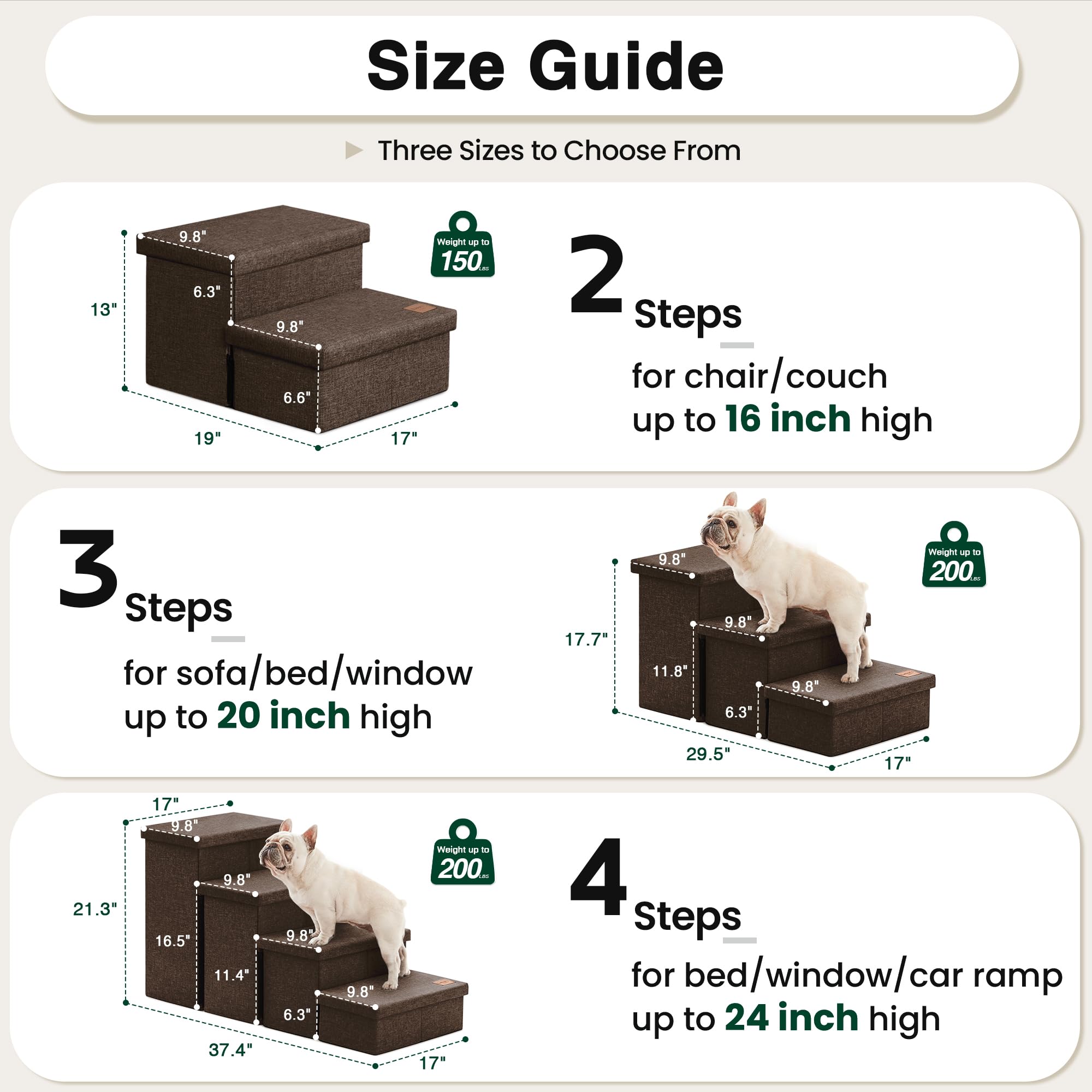 Love's cabin dog stairs shown from the side to display the step profile.
