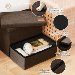 Love's cabin dog stairs with the built-in storage spaces visible.