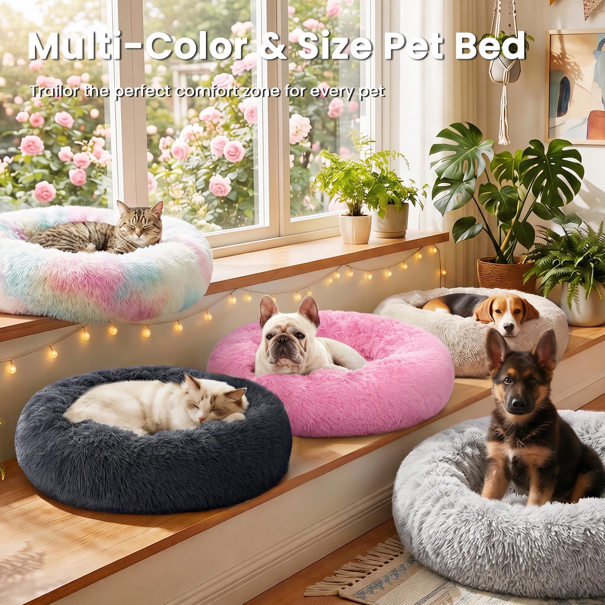 Love's cabin cat bed with a small dog resting inside the raised rim.