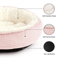 Love's cabin donut pet bed showing its raised rim and nest-like shape.