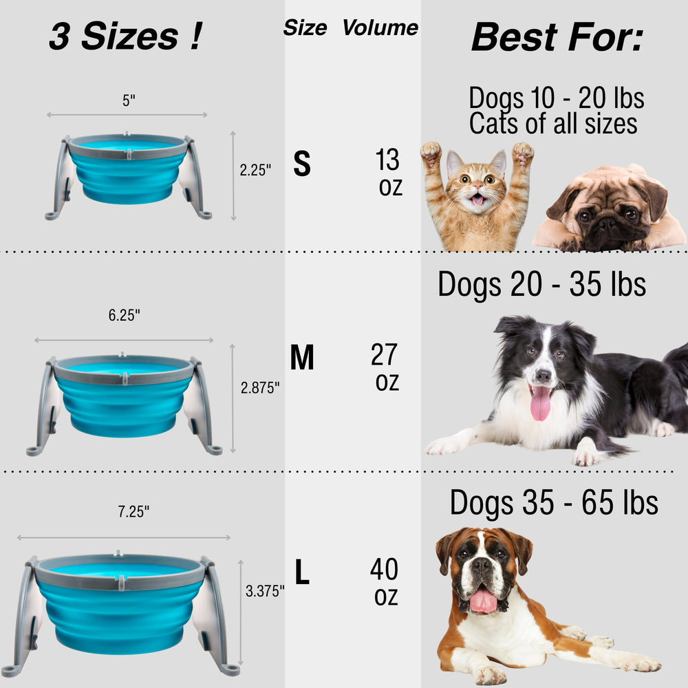 Loving Pets Bella Roma dog bowl showing its folding support legs.