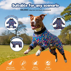 LovinPet dog pajamas showing the long sleeves of the suit.