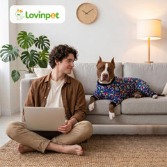 LovinPet dog pajamas shown in close-up to highlight the polyester fabric.