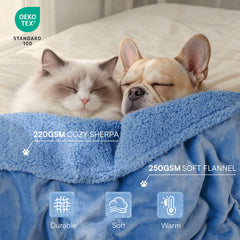 Luciphia waterproof dog blanket showing its smooth flannel side.