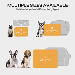 Luciphia pet blanket size options shown side by side.
