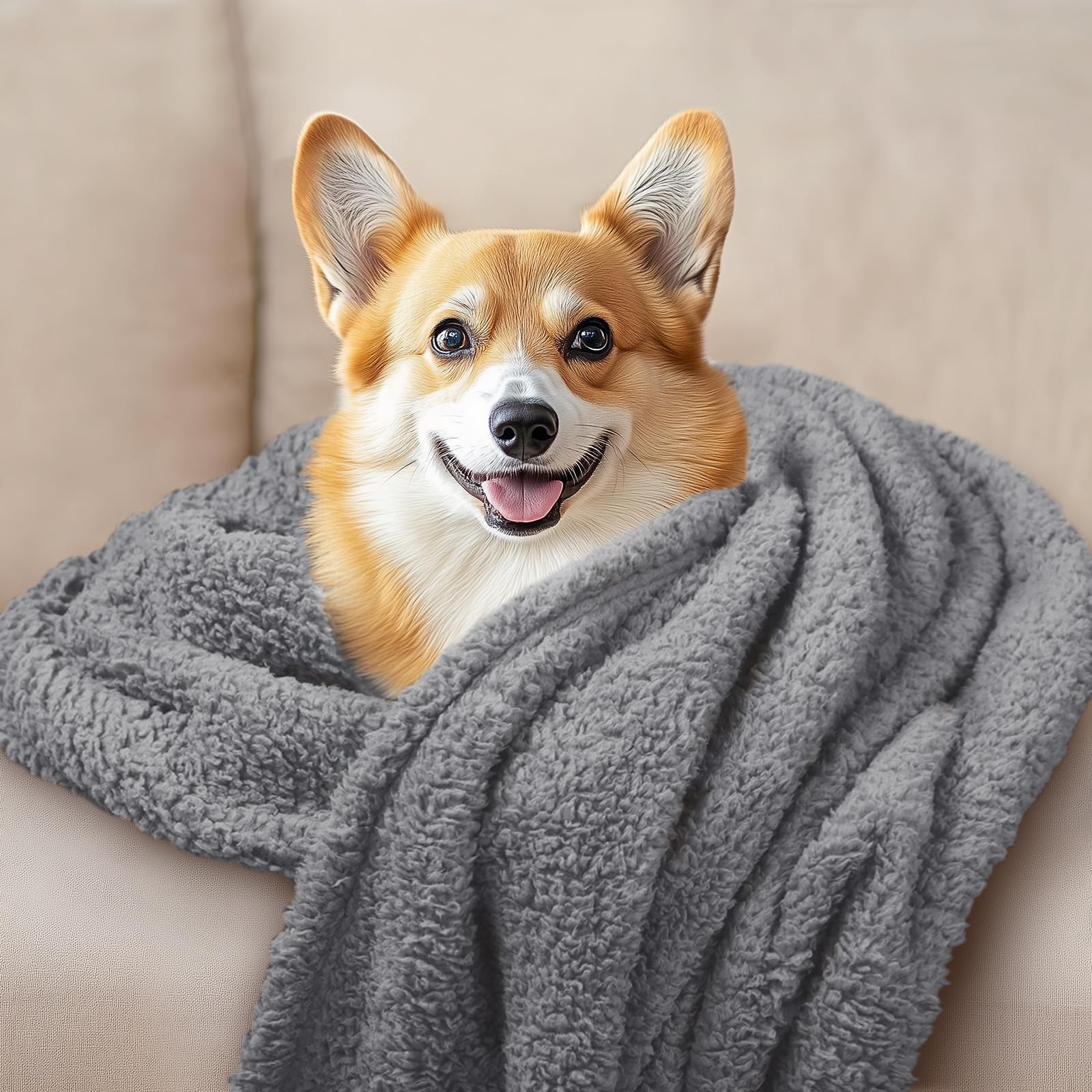 Luciphia pet blanket placed on a sofa to help protect the furniture.