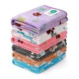Luciphia pet blankets shown as a six-piece pack with the paw print design.