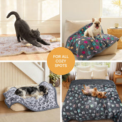 Luciphia waterproof dog blanket showing the reversible fleece and Sherpa layers.