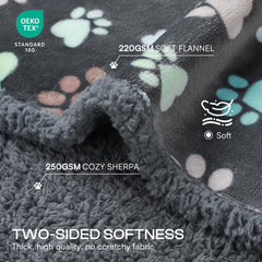 Luciphia waterproof dog blanket showing its plush Sherpa side.