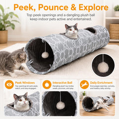 LUCKITTY straight cat tunnel folded for compact storage between play sessions.