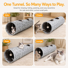LUCKITTY straight cat tunnel with a cat exploring its enclosed play space.