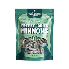 LuckyQworms minnow treats shown with the front of the 3 oz bag.