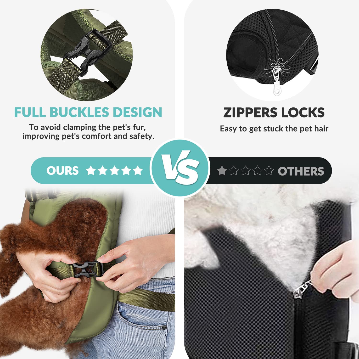 Lukovee Dog Backpack Carrier thick foam padding shown close-up.