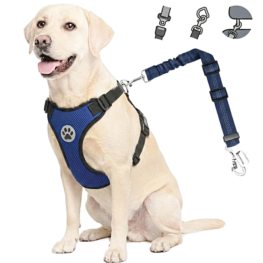 Lukovee dog car harness seat belt shown from the front.