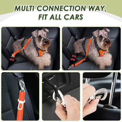 Lukovee Dog Car Harness Seat Belt Set with a close view of its mesh vest.