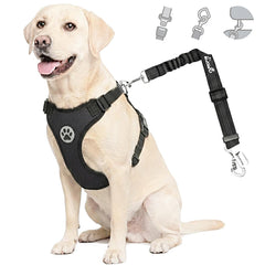 Lukovee dog car harness seat belt set shown from the front.
