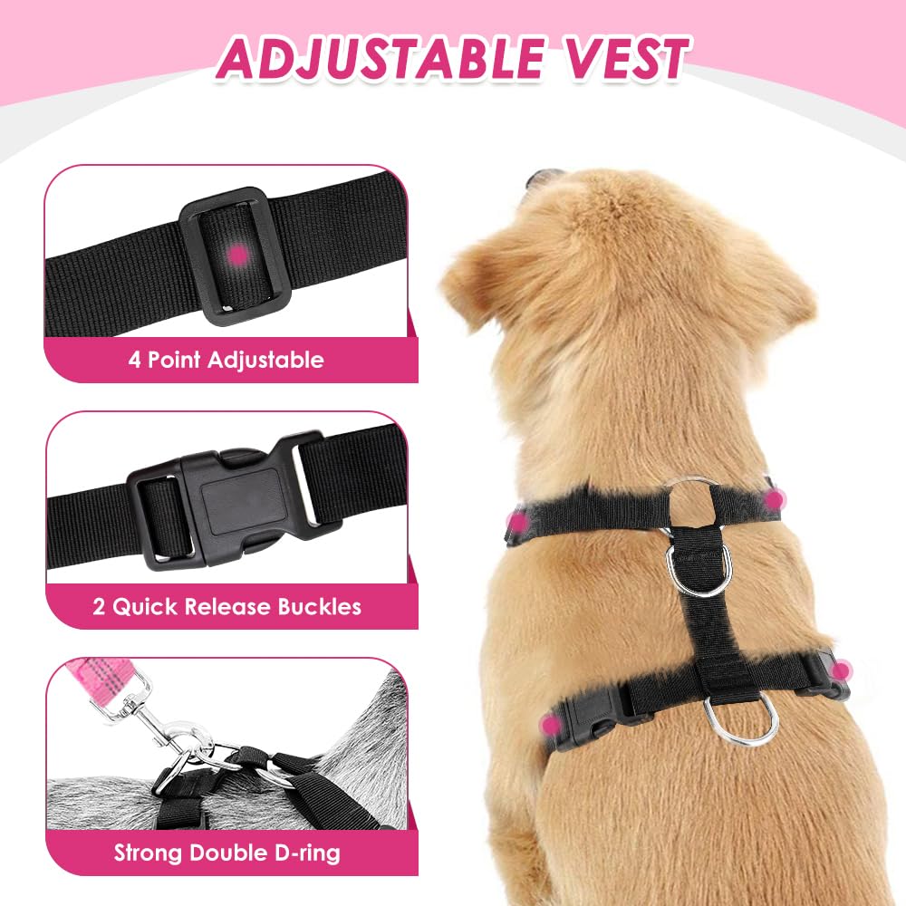 Lukovee dog car harness seat belt with its elastic reflective tether.