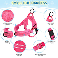 Lukovee small dog harness with adjustable neck and chest straps.