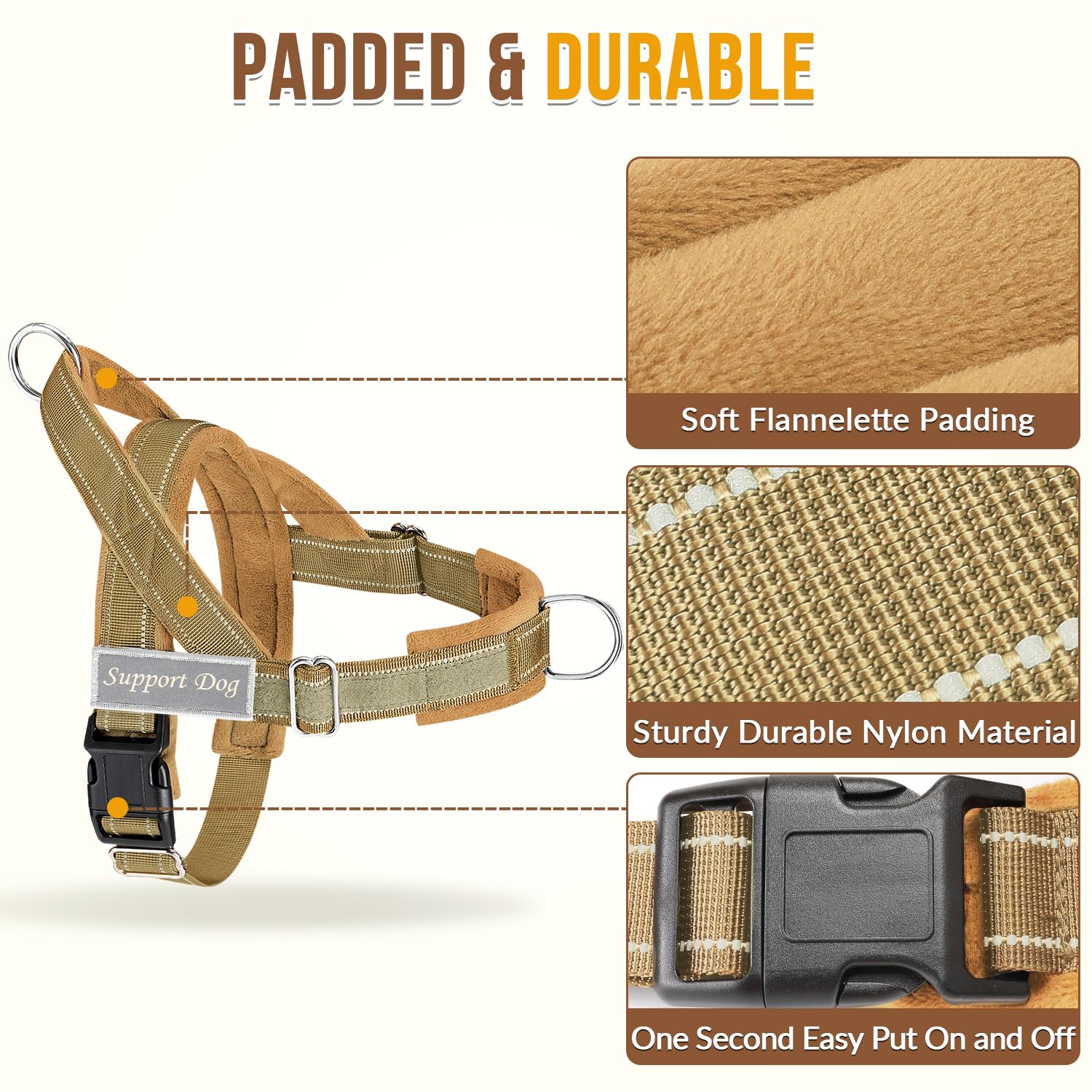 Lukovee dog harness shown with its back leash attachment ring.