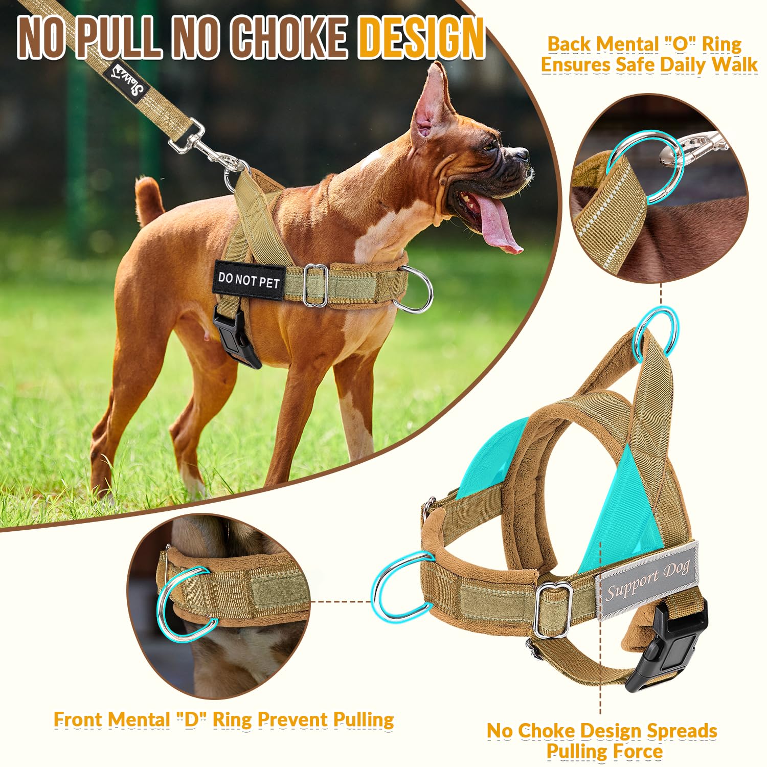 Lukovee dog harness close-up showing the front chest leash clip.
