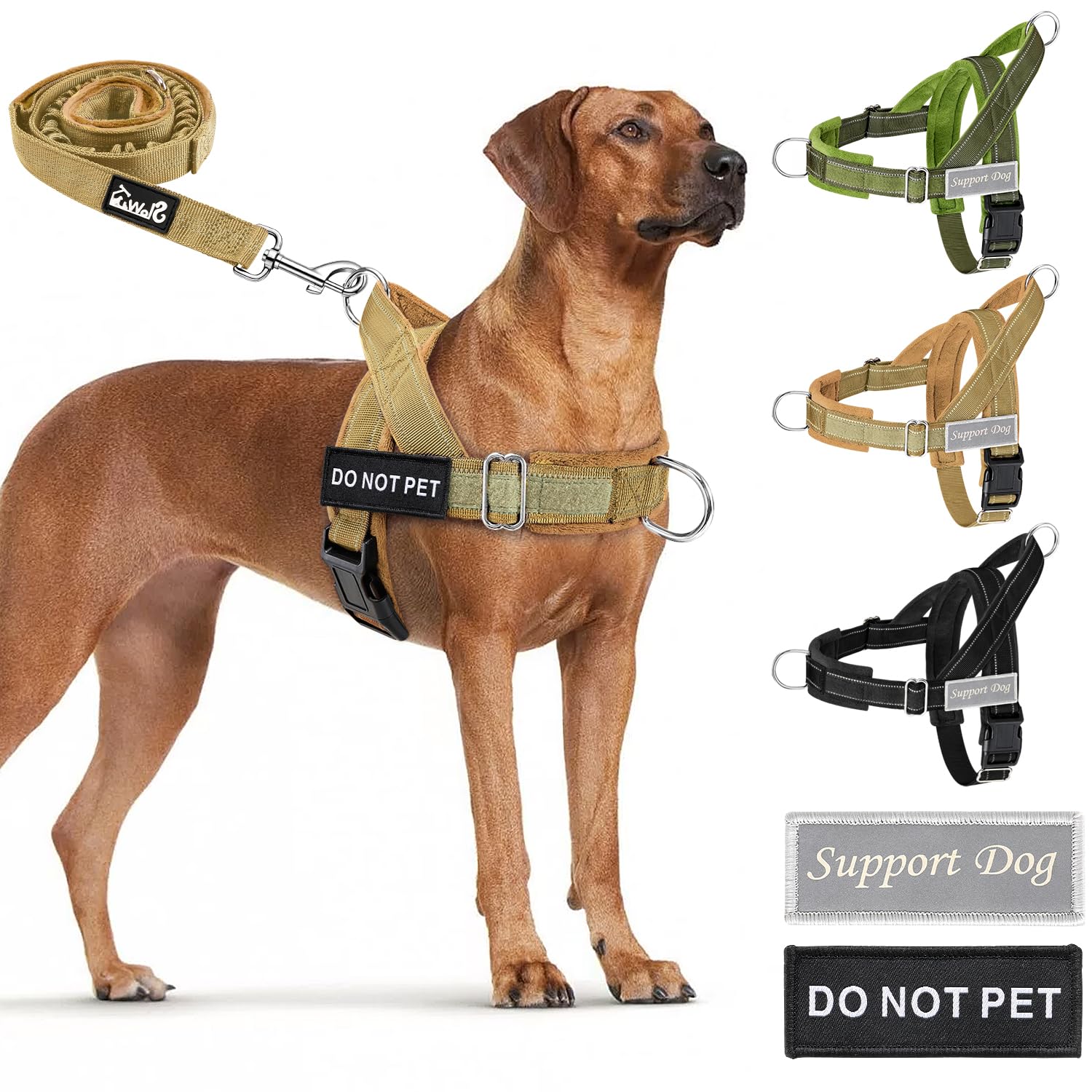 Lukovee dog harness and leash set shown from the front.