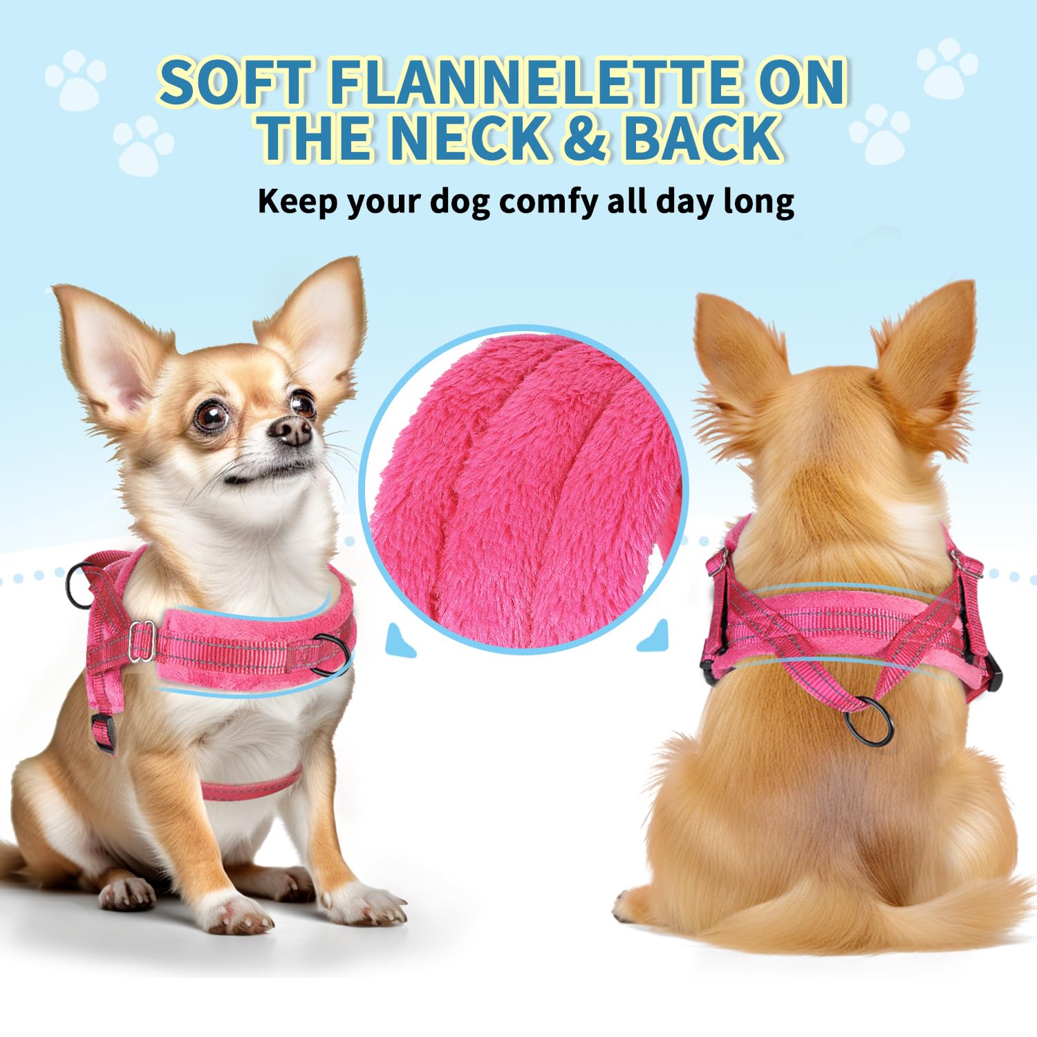 Lukovee small dog harness showing the triangular side design.