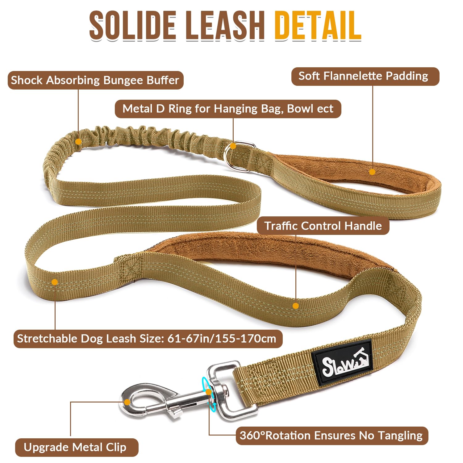 Lukovee dog leash close-up showing the 360-degree swivel metal hook.