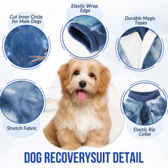 Lukovee dog recovery suit back hook-and-loop closure detail.