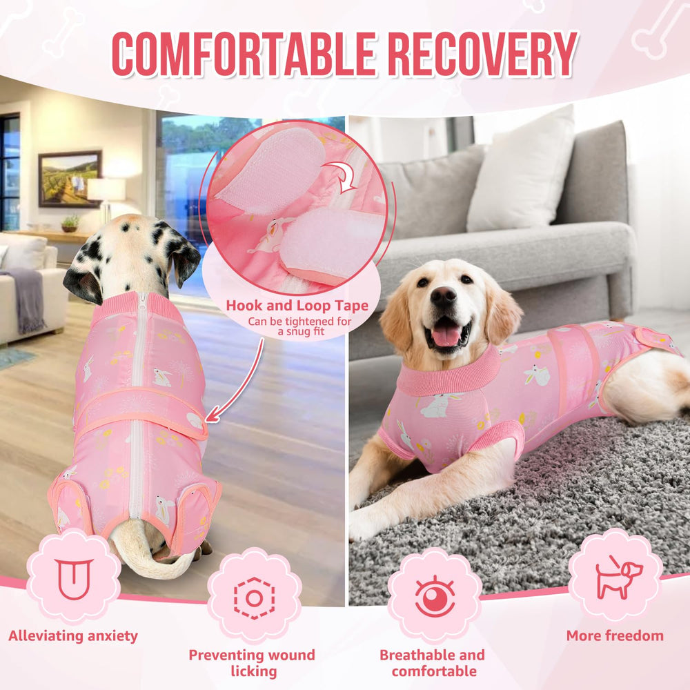 Lukovee dog recovery suit with its back closures visible.