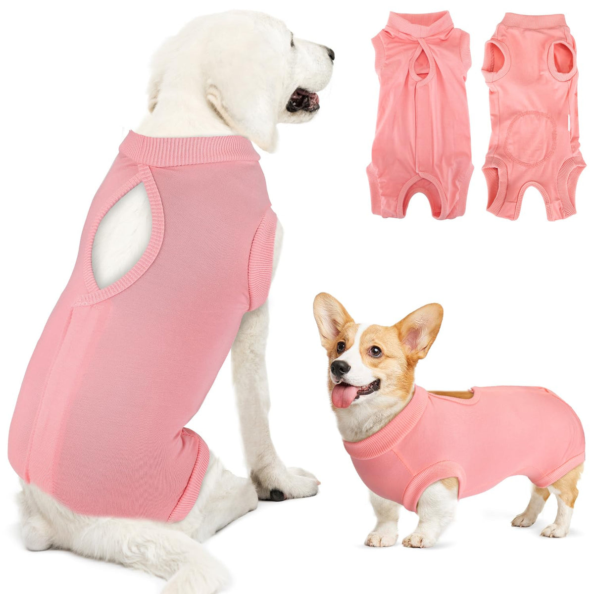 Lukovee dog recovery suit shown from the front.