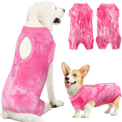 Lukovee dog recovery suit shown from the front.