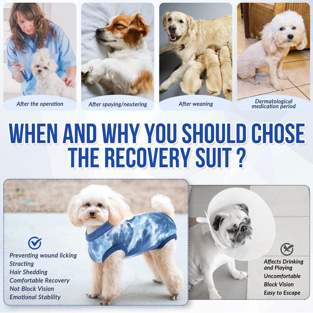 Lukovee dog recovery suit rear opening for toilet use.