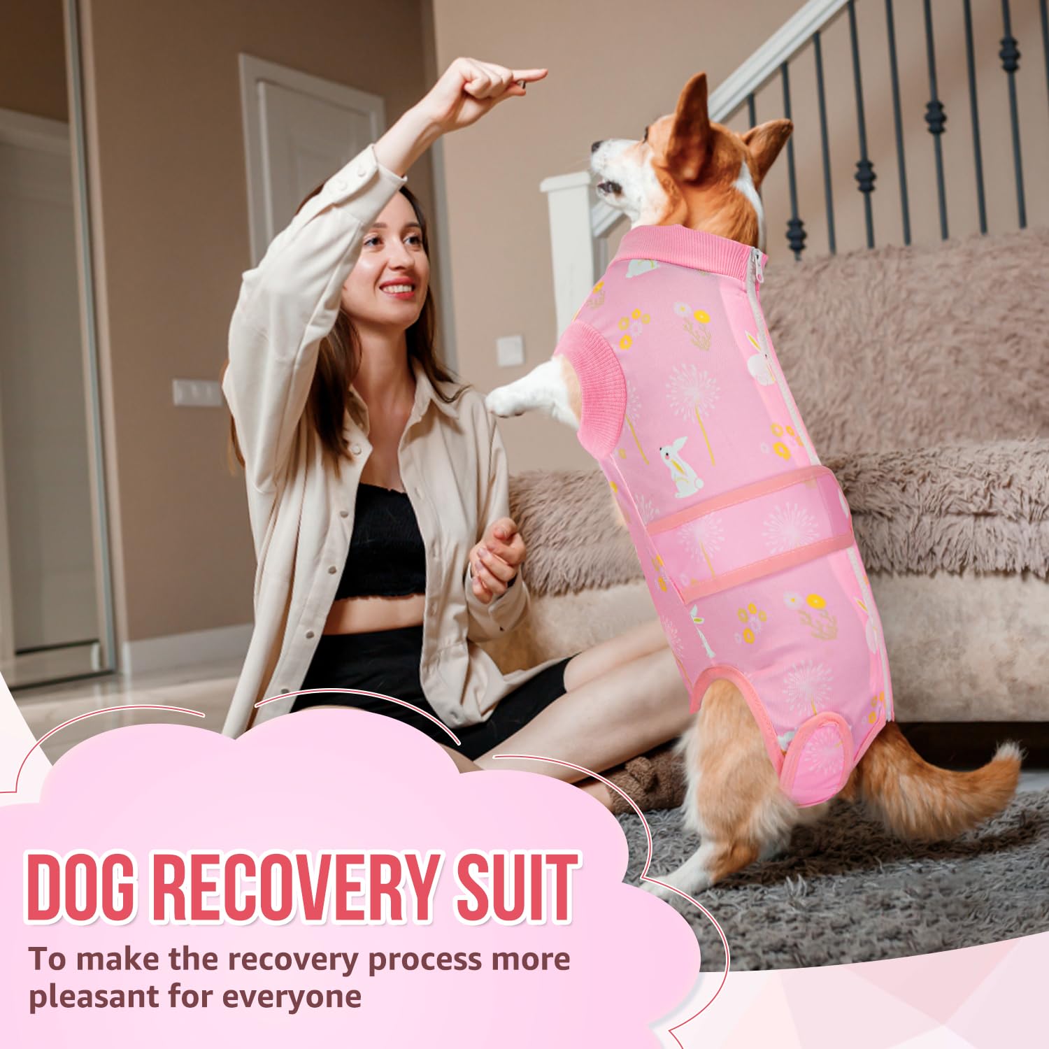 Lukovee dog recovery suit showing the rear opening.