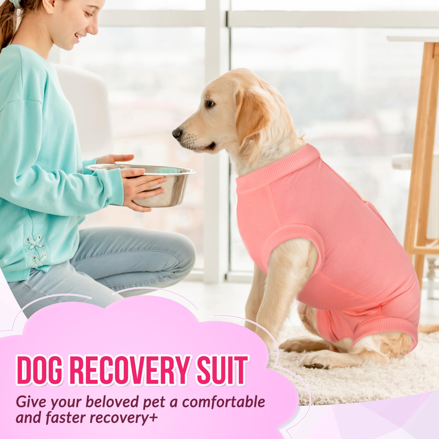Lukovee dog recovery suit shown from a side angle.