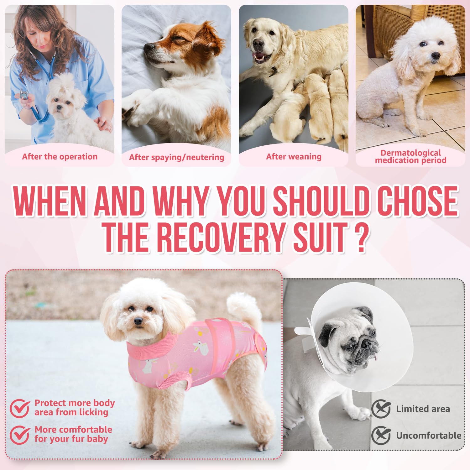 Lukovee dog recovery suit showing its adjustable waist belt.