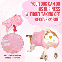 Lukovee dog recovery suit showing the lining beside the zipper.