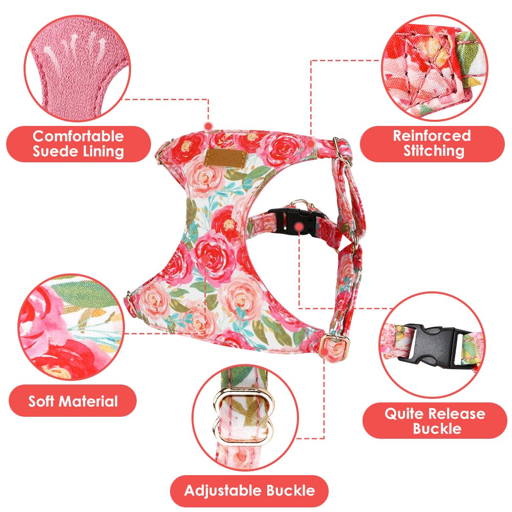 Lukovee small dog harness with adjustable neck and chest straps.