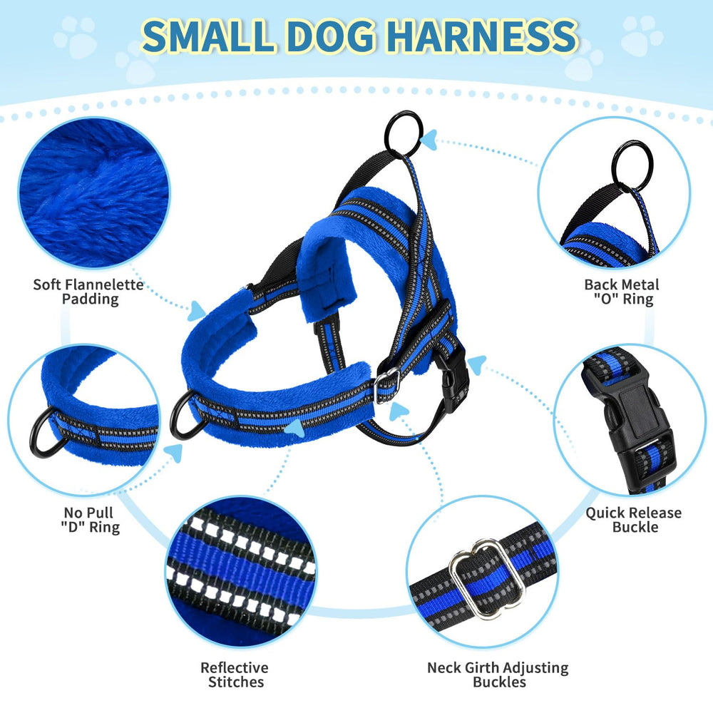 Lukovee small dog harness front D ring detail for leash attachment.