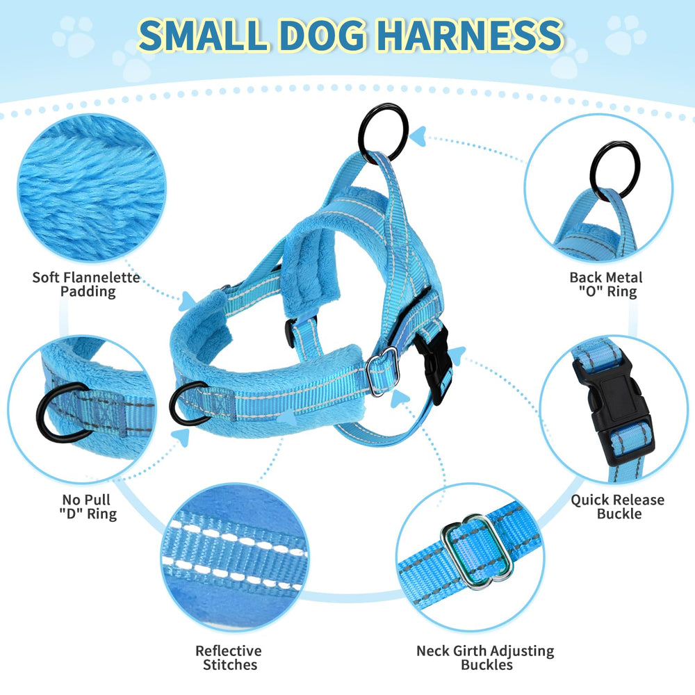 Lukovee small dog harness viewed from the front, showing its panel design.